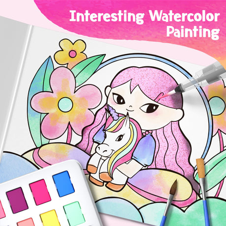Paint with Water Unicorn Coloring Books for Toddlers,Water Color Paint Set for Teens, Arts and Crafts for Girls Boys Ages 3 4 5 6 7 8+, Birthday Christmas Gift,Travel Toys AMOSTING