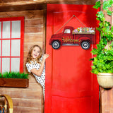 Ferraycle 13 Pcs Interchangeable Welcome Sign Red Truck Decor Welcome Sign Rustic Farmhouse Holiday Decor with 12 Holiday Signs for Fall Thanksgiving Christmas Ferraycle