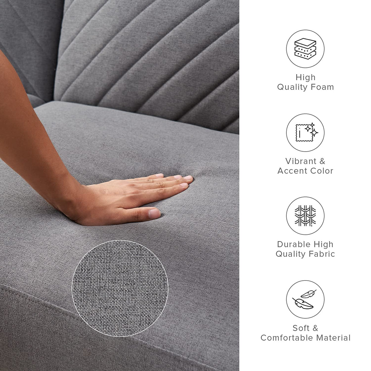 mopio Futon Sofa Bed, Couch, Small Sofa, Sleeper Sofa, Loveseat, Mid Century Modern Futon Couch, Sofa Cama, Couches for Living Room (Dark Gray Fabric) mopio