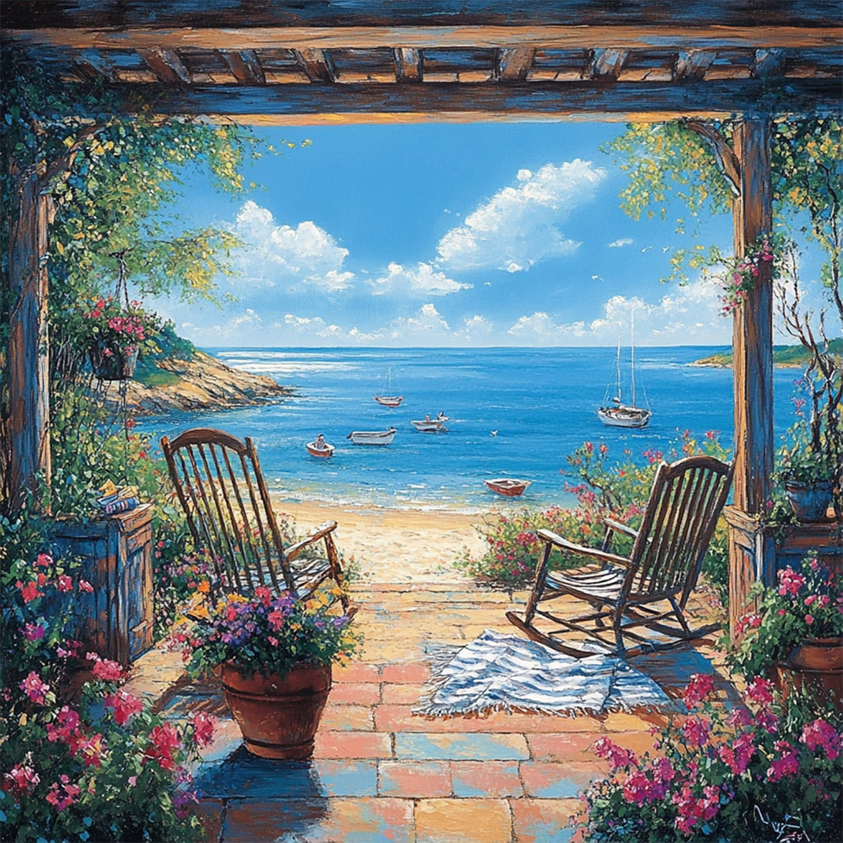 NAIMOER Landscape Diamond Art Kits for Adults Beginner, 5D Diamond Painting Kit, Beach Full Drill Gem Art Mosaic Kits DIY Paint by Diamonds Dot, Diamond Painting Crafts for Home Wall Decor 12x16inch NAIMOER