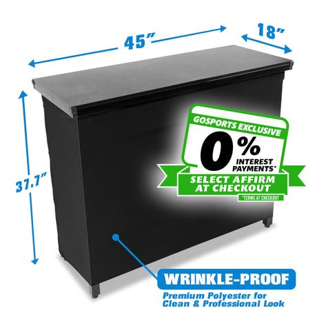 GoPong GoBar PRO Commercial Grade Portable Bar Table - Mobile Bartender Station for Events - Includes Black Skirt and Carry Case - Standard or LED GoPong