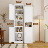 pozdeg Tall Bathroom Storage Cabinet, 67" H Metal Kitchen Pantry Cabinet with 2 Doors and 4 Adjustable Shelves, Space Narrow Bathroom Organizer for Kitchen, Living Room, Home Office pozdeg