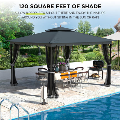 [Upgraded] 10x12 Gazebo with Mosquito Netting,Sturdy Metal Outdoor Patio Gazebo[Heavy Duty Frame],Gazebo Canopy Tent with Dual Air Roof,Patio Canopy Gazebo,All-Weather/Wind Resistant for Deck - WoodArtSupply