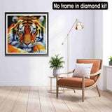 LOMSIOY DIY 5D Diamond Art Kits for Adults, Tiger Diamond Painting Kits for Beginner, Animal Diamond Art with Round Full Drill Rhinestone Crafts Gem Arts for Home Wall Decor 12 * 12 inch LOMSIOY
