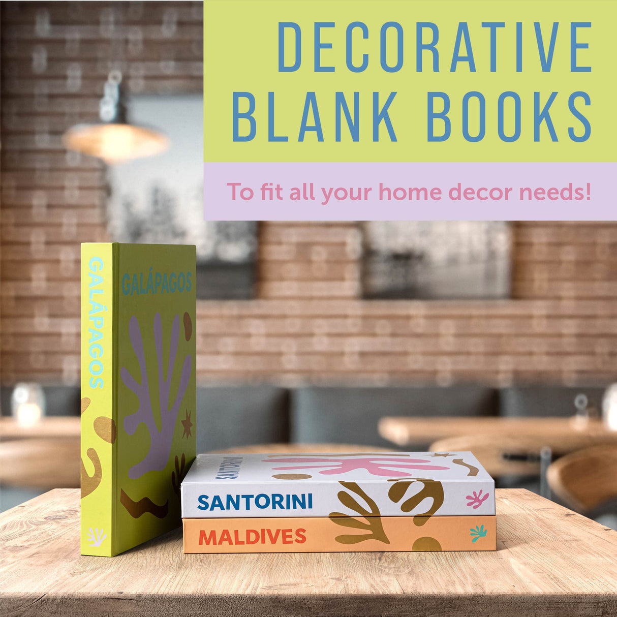 Maplefield XL Travel-Themed Blank Book Set of 3 for Writing, Home Decor, Coffee Table, Bookshelves – Luxury Decor (Maldives, Santorini, Galapagos) Maplefield