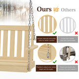 JAMFLY Patio Wooden Porch Swing Outdoor, 2-Seater Bench Swing with Hanging Chains for Outdoor Patio Garden Courtyard Backyard, Natural JAMFLY