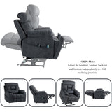 JUUXO 4-Motor Lay Flat Power Lift Recliner Chair with Heat & Massage - Power Adjustable Headrest, Backrest, Lumbar & Legrest - Big Tall Recliners, 4-Point Massage (Seat Heating) JUUXO