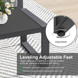 FansaFurn Aluminum Patio Outdoor Coffee Table with Tempered Glass Desktop, U-Frame Modern Patio Coffee Table with Adjustable Feet for Outdoor, Grey FansaFurn