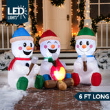 Joiedomi 6 FT Long Christmas Inflatable Snowman with Campfire, 3 Pack Small Snowman with Built-in LEDs Christmas Blow Up Yard Decoration with Light for Xmas Party Outdoor, Garden, Lawn Winter Decor Joiedomi