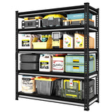 Rufokisa 48" W Garage Shelving Heavy Duty，2500LBS Loads Metal Shelving Units and Storage,5-Tier Garage Storage Shelves Heavy Duty, Industrial Utility Shelves,48”W x 18”D x 78”H(Black) Rufokisa