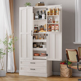 ONBRILL 71" Tall Farmhouse Kitchen Pantry Cabinet with 3 Pull Out Shelves & 2 Large Drawers, Pantry Storage Cabinet with 6 Door Shelves & Adjustable Shelf, Freestanding Pantry for Kitchen, Dining Room ONBRILL