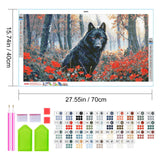 JOOZ Large Diamond Art Kits for Adults - 5D Wolf Diamond Painting Kits for Adults, DIY Full Drill Black Wolf Diamond Art Painting, Gem Painting Kit for Home Wall Decor 27.5 X 15.7 Inch JOOZ