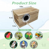 PINVNBY Parakeet Nesting Box, Carbonized Wood Bird Box, Wood Breeding Box for Birds, Budgie Lovebirds Conure Finch Parrot Canary (M: 9.8 x 5.3 x 5.3 inch) PINVNBY