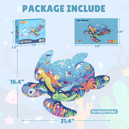 ELX 153 Piece Sea Turtle Jigsaw Puzzle for Kids 4-10, Seaworld Floor Puzzle for Preschool Learning (21.42 X 16.42 in)