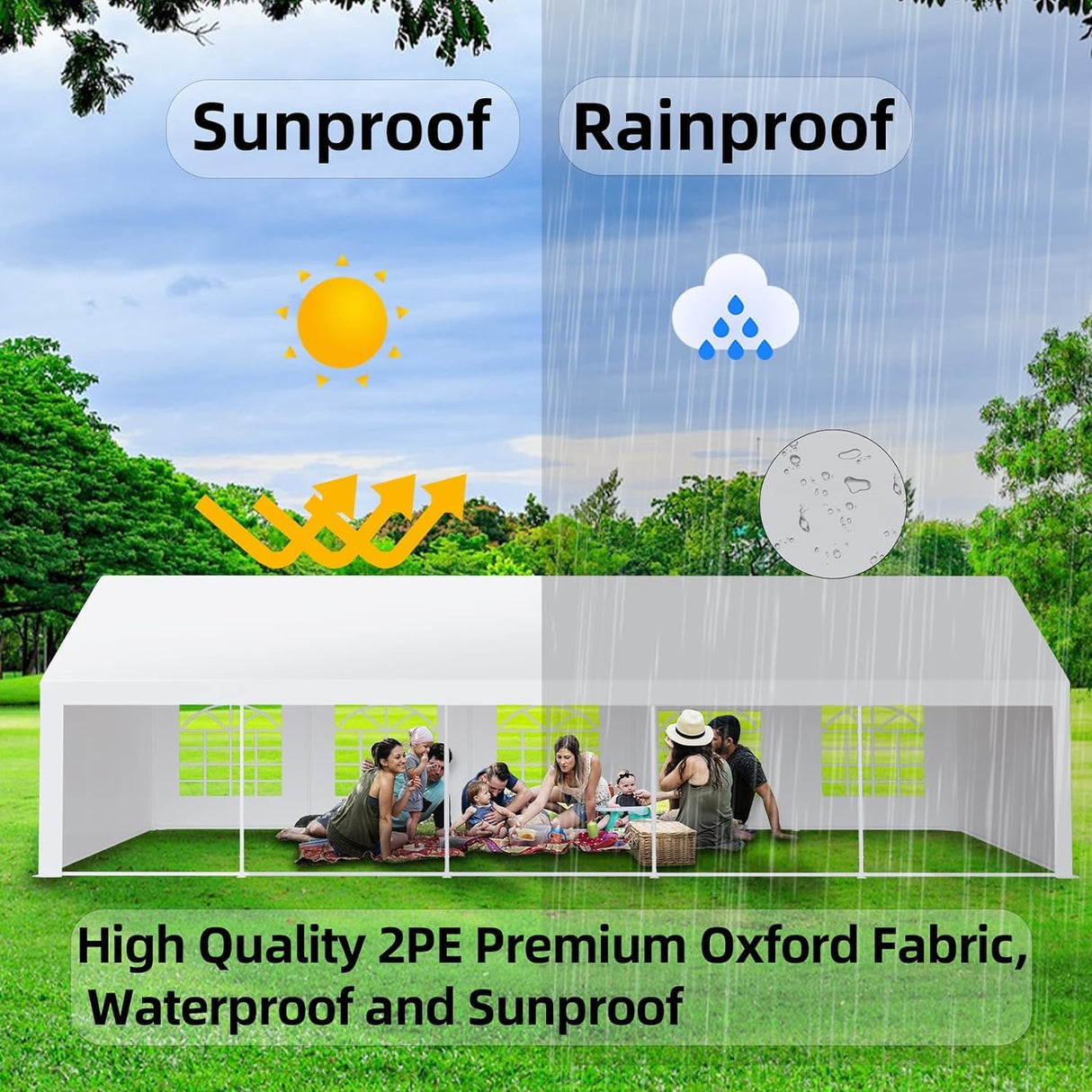 Garvee 20x40 FT Party Tent Heavy Duty Wedding Canopy with White Large Roof, Detachable Sidewalls, and 3 Storage Bags, Outdoor Party Canopy for Wedding Parties, Outdoor Events, and Camping Garvee