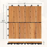 Yaheetech 27pcs Acacia Wood,Interlocking Deck Tiles with Non-slip Surface,Easy Snap Waterproof Flooring Tiles for Indoor Outdoor,Cracking Resistant Patio Backyard Decor for All Weather Use,Wood Yaheetech