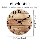 XNM Round Wood Wall Clock for Kitchen 12 Inch Farmhouse Small Wall Clocks Battery Operated Brown Wall Clock Silent (MDF No Solid Wood) XNM