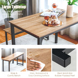 NAFORT 3-Piece Dining Table Set for 4, 43.5" Modern Kitchen Table Set w/2 Benches & Metal Frame, Space Saving Dining Room Table Set with MDF Wood Board, Ideal for Home, Restaurant, etc. NAFORT