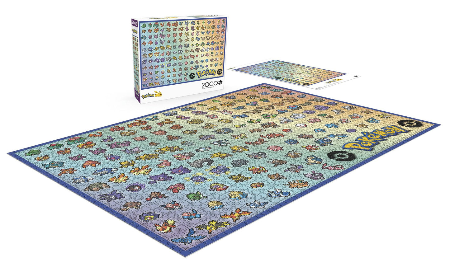 Buffalo Games - Pokemon- Retro Pixel Pokemon Chart - 2000 Piece Jigsaw Puzzle for Adults -Challenging Puzzle Perfect for Game Nights - Finished Size is 38.50 x 26.50