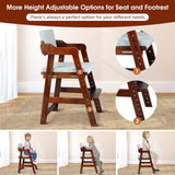 Ezebaby Wooden High Chair for Toddlers to Teens, Adjustable Kids Study Chair with Steps, Kids Dining Chair with Removable Cushion (Nut-Brown) Ezebaby