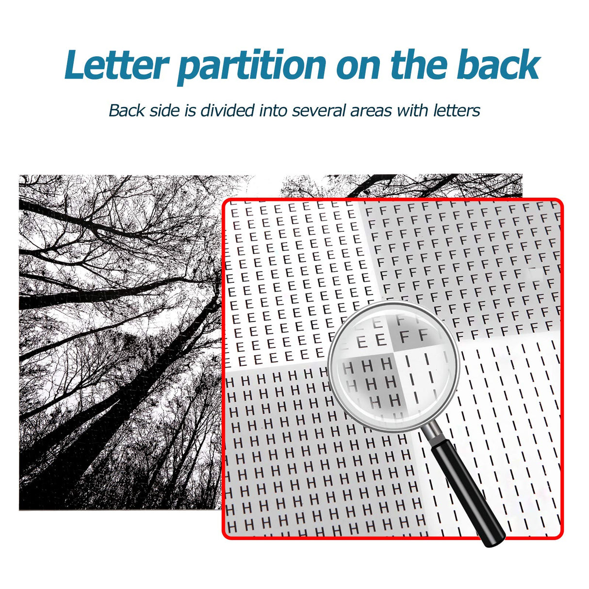 Bgraamiens Puzzle-Forest in Black and White-1000 Pieces Creative Black and White Nature Scenery Hard Puzzle Blue Board Jigsaw Puzzle Bgraamiens