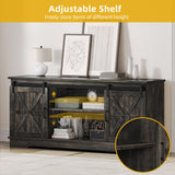 DWVO TV Stand for TVs up to 65 Inch, Farmhouse Entertainment Center with Storage Cabinets and Sliding Barn Doors, Rustic Media TV Console Table for Living Room, Dark Rustic Oak DWVO
