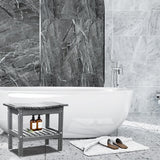 Restcozi HDPE Shower Bench Inside Shower Stool with Space-Efficient Storage Shelf, Shower Bath Chairs Spa Stool for Bathroom - Great for All Ages Unisex Elderly (Grey, Large & 19.3 * 11.8 * 17.3) Restcozi