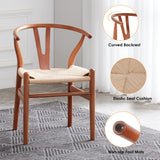 STARY Fully Assembled Wishbone Rattan Dining Room Chairs, Set of 2, Walnut STARY