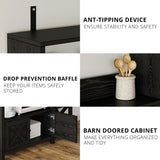 IRONCK Bakers Rack with Power Outlet, 45in Wide Coffee Bar Cabinet with Storage, 6-Tier Kitchen Storage with Doors, Microwave Stand for Kitchen, Dining Room IRONCK