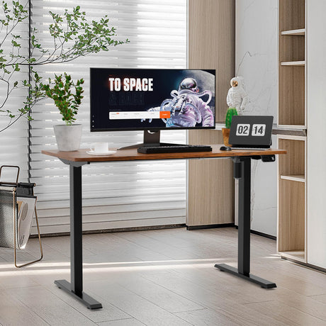 Crenova Electric Standing Desk,Height Adjustable Computer Home Office Stand Up Desk,48 x 24 Inches Whole-Piece Sit Stand Studying Gaming Table(Vintage Brown) Crenova
