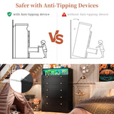 EnHomee Dresser, Black Dresser with LED, Bedroom Dressers & Chests of Drawers, Tall Dresser with 5 Wood Drawers, Black Dresser for Bedroom, 5 Drawer Dresser, Tall Dressers for Bedroom EnHomee