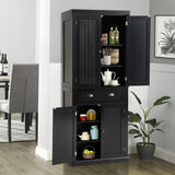 YOCONYO 72" Kitchen Pantry Cabinet, Freestanding Storage Cabinet with 4 Doors, Adjustable Shelves for Kitchen, Living Room and Dinning Room，Black YOCONYO