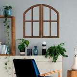 Sintosin Farmhouse Arched Window Frame Wall Decor 30 Inch, Set of 2 Hanging Burning Finished Wooden Window Pane above Bed Wall Art, Rustic Home Decor for Living Room Fireplace Entryway Hallway Sintosin