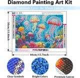 mrpwnle Diamond Art Kits for Adults, Glowing Jellyfish Diamond Painting Kits for Beginners, 5D Diamonds Painting, DIY Full Drill Gem Art Crafts Kit Home Wall Decor Gifts 16x12 inch mrpwnle