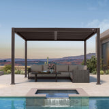 PURPLE LEAF 10' x 12' Louvered Pergola Outdoor Adjustable Louvre Shade Modern Patio Aluminum Pergola with Retractable Roof for Deck Backyard Garden Hardtop Gazebo PURPLE LEAF