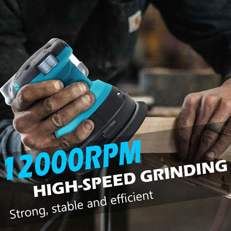 ZUYIYI 5 Inch Cordless Random Orbital Sander for Makita 18V Battery, 12000RPM Electric Orbital Sander 3 Various Speeds, Palm Sander w/20 Pcs Sandpapers for Woodworking, Sanding(Bare Tool) ZUYIYI