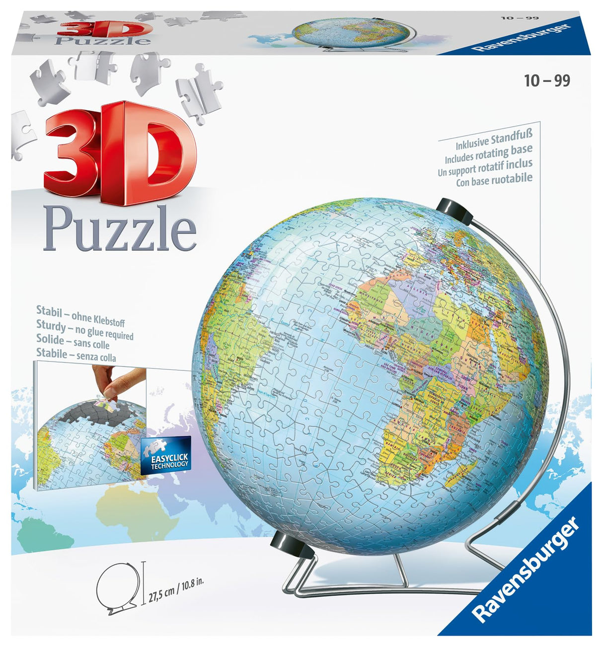 Ravensburger The Earth 540 Piece 3D Puzzle - Engaging Fun for Kids and Adults | Precision Fit with Easy Click Technology | Durable Displayable Model | Celebrating Over 130 Years of Quality Ravensburger