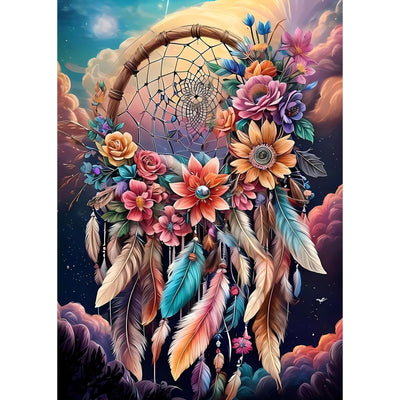 DOMROM Dream Catcher Diamond Painting Kits for Adults,Dream Catcher Full Drill Diamond Dots Painting for Beginners,Round 5D Paint with Diamonds Pictures Gem Art Painting Kits DIY Craft Kit 12x16inch