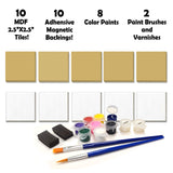 VHALE Paint Your Own Magnetic Fiberboard Tile Art, 10 Sets of MDF Tiles (2.5 x 2.5 inch) with Non Scratch Magnets, Fridge and School Locker Decor, Classroom Arts and Crafts, Party Favor for Kids VHALE