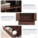 Farmhouse Style 72" Tall Storage Cabinet with Adjustable Shelves, Drawer & Barn Doors in Antique Brown JXQTLINGMU