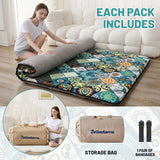 Zelladorra Japanese Floor Mattress Futon Mattress Twin, Anti Slip Floor Futon Mattress Sleeping Mat Foldable Floor Mattress for Camping and Guest, Boho Green Checkered Zelladorra