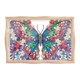 JISHSHAY Diamond Art Serving Tray Diamond Painting Food Tray Gem Art Serving Platter Gem Painting Mosaic Kits for Adults DIY Kits for Adults, with Wood Handle 20×30cm/7.87×11.81in, Butterfly JISHSHAY