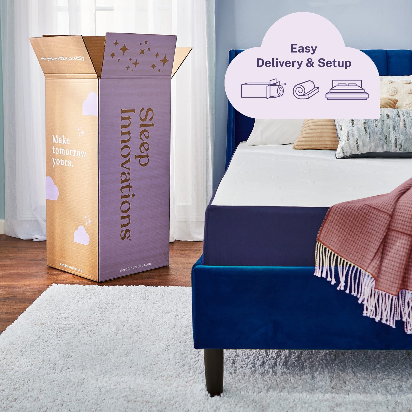 Sleep Innovations Arlo 10 Inch Cooling Firm Support Foam Mattress, King Size, Bed in a Box, Airflow Foam, Firm Feel