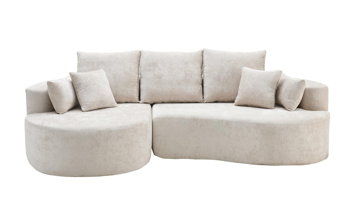 Christopher Knight Home Carden 106" Curved Modular Sectional Sofa, Comfy Sofa Couch with Chaise Lounge, Modern Cloud Couch with Deep Seat, Fabric Upholstered Set for Living Room Bedroom, Silver Lining Christopher Knight Home