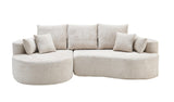 Christopher Knight Home Carden 106" Curved Modular Sectional Sofa, Comfy Sofa Couch with Chaise Lounge, Modern Cloud Couch with Deep Seat, Fabric Upholstered Set for Living Room Bedroom, Silver Lining Christopher Knight Home