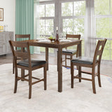 AMERLIFE Solid Wood 5-Piece Dining Table Set, Mid Century Modern Dining Set W/ 4 Chairs, Chairs with Curved Backrests & PU Cushioned, Space Saving, Black/Walnut AMERLIFE