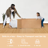 Swbvs Sofa-in-a-Box, Memory Foam 3-Seater Couch, No Installation & Easy to Transport, Deep Seat Modern Sofa with Corduroy Fabric, Couch for Living Room, Bedroom, Apartment, Home Office,Grey Swbvs