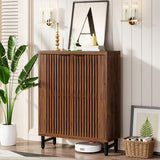 Tribesigns 6-Tier Shoe Cabinet with Louvered Doors, Large Wooden Shoe Storage Cabinet with Adjustable Shelves, Modern Freestanding Shoe Organizer Cabinet for Entryway, Hallway (Walnut) Tribesigns