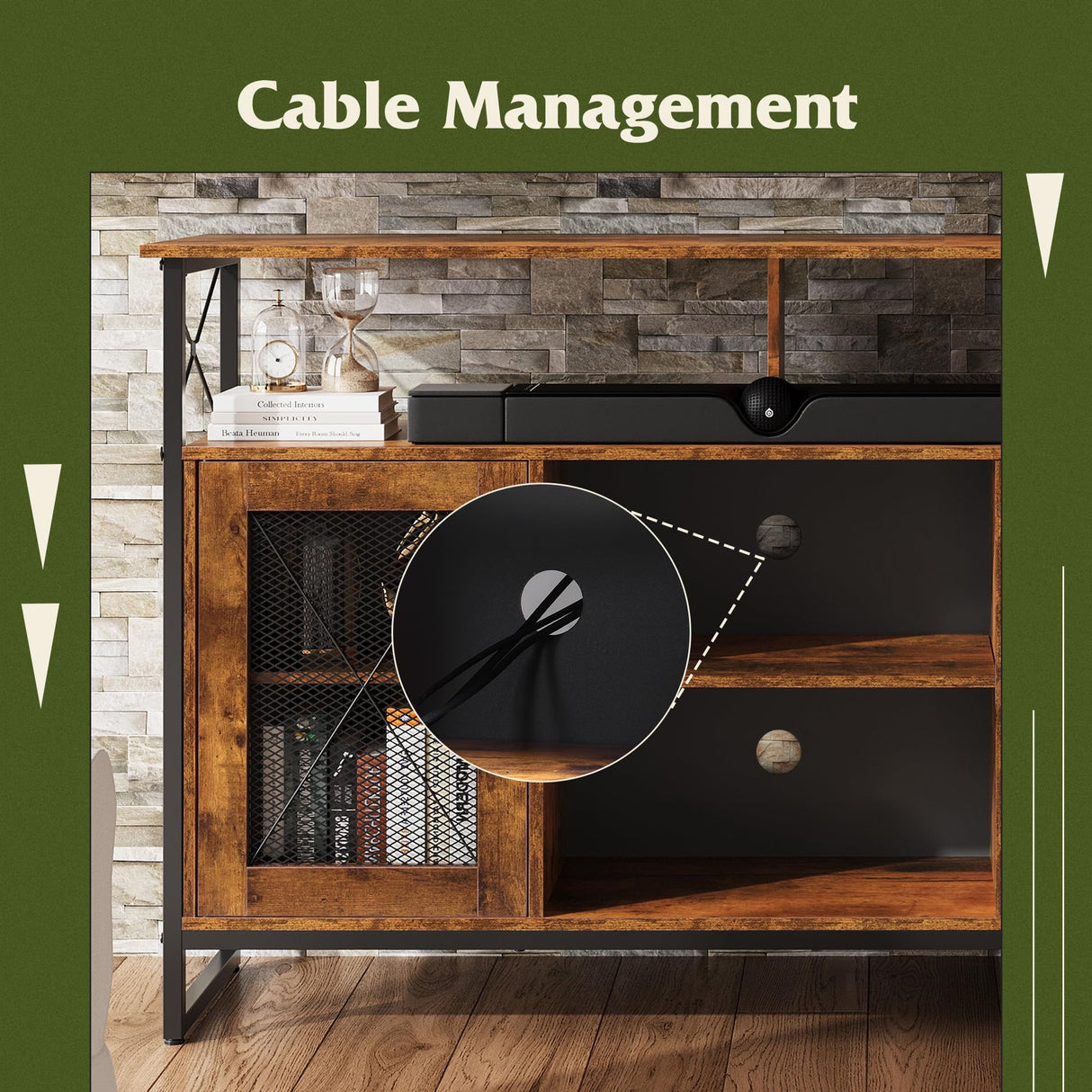 WLIVE TV Stand 55 inch TV,Tall Entertainment Center with Storage, Farmhouse Industrial TV Console for Bedroom Living Room, Rustic Brown WLIVE