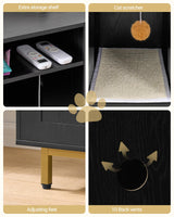 Hzuaneri Cat Litter Box Enclosure, Hidden Litter Box Furniture, Wooden Pet House Side End Table, Storage Cabinet Bench for Living Room, Bedroom, 55.2 x 20 x 23.9 inches, Black and Gold CB81504A Hzuaneri